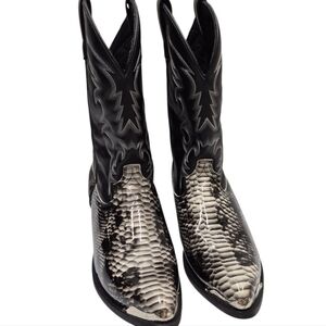 Laredo Monty Western Boots Men's 11D Faux Leather Black Grey